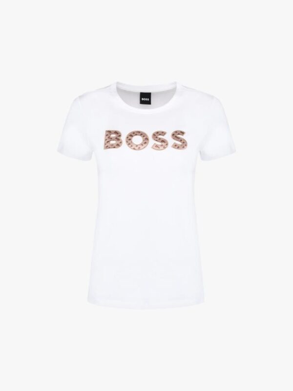 T-shirt Boss em algodão com nome da marca estampado à frente