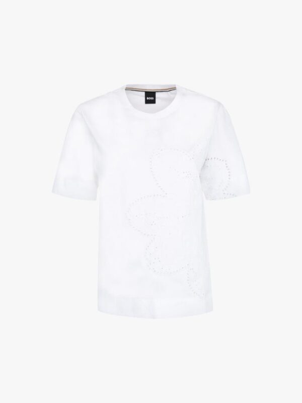 T-shirt Boss em algodão com detalhes perfurados.