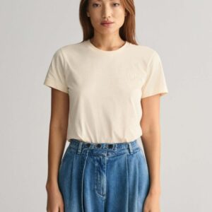 T-shirt Gant em algodão com logo da marca bordado no peito