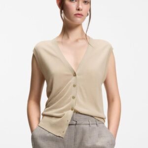 Colete em malha com lã merino Boss