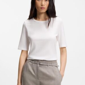 T-shirt de ajuste slim em algodão, modal e seda Boss