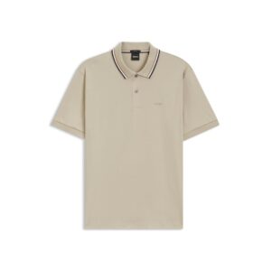 POLO BOSS DE AJUSTE SLIM EM ALGODÃO COM RISCAS NO COLARINHO