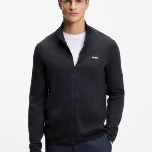 CASACO BOSS EM MALHA DE ALGODÃO COM LOGÓTIPO CONTRASTANTE