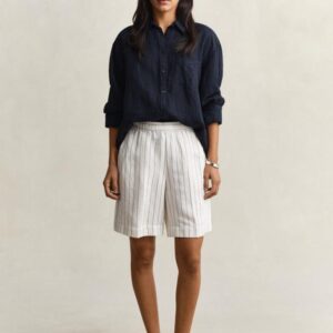 Calções em mistura de linho às riscas Gant