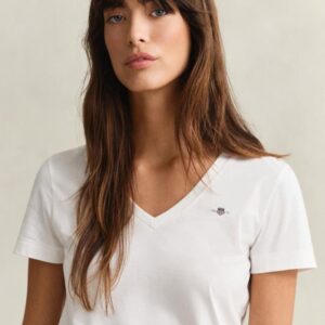 T-shirt com Decote em V Gant