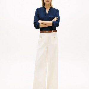 Calças Tommy Chino de Perna Larga com Botão