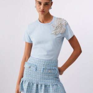 T-shirt com Aplicação de Pedraria Liu Jo