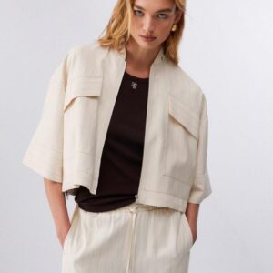 Blusão Cropped com Risca de Giz Liu Jo