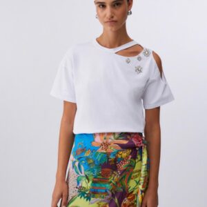 Camiseta com bordado de joias Liu Jo