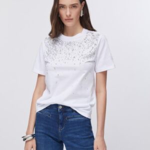 T-shirt com Aplicação de Pedraria Liu Jo