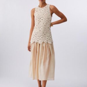 Vestido Midi com Renda Macramé Liu Jo