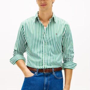 Camisa Tommy de Popelin riscas TH Flex Regular Fit