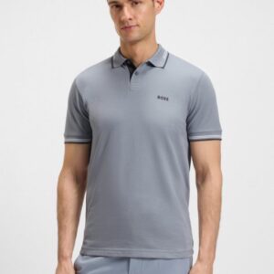 POLO BOSS DE AJUSTE SLIM EM ALGODÃO ELÁSTICO COM MARCA