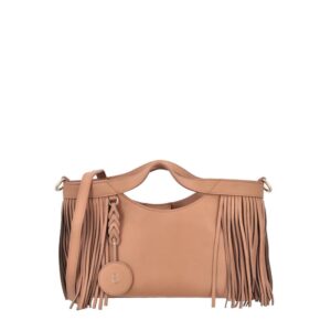 Bolsa Tosca Blu com franjas na cor biscoito