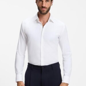 Camisa BOSS de ajuste slim em sarja elástica de alto desempe