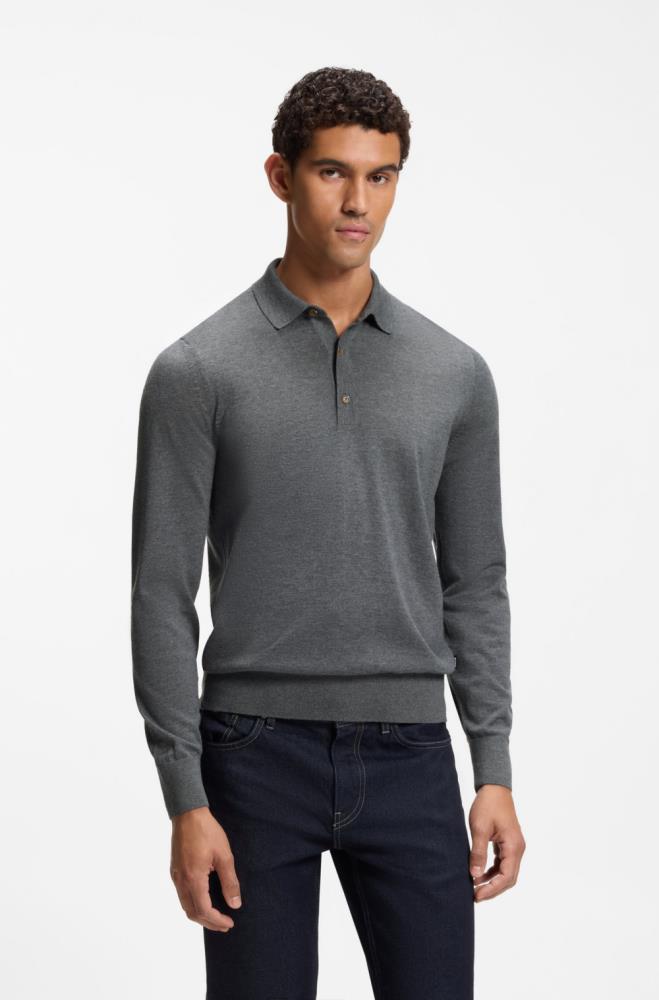 Camisola BOSS polo em lã merino