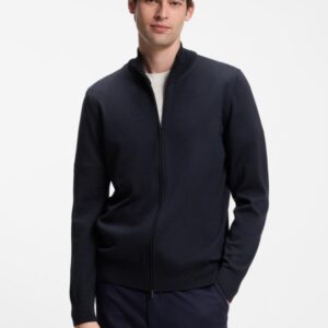 Camisola BOSS com fecho de correr em lã merino