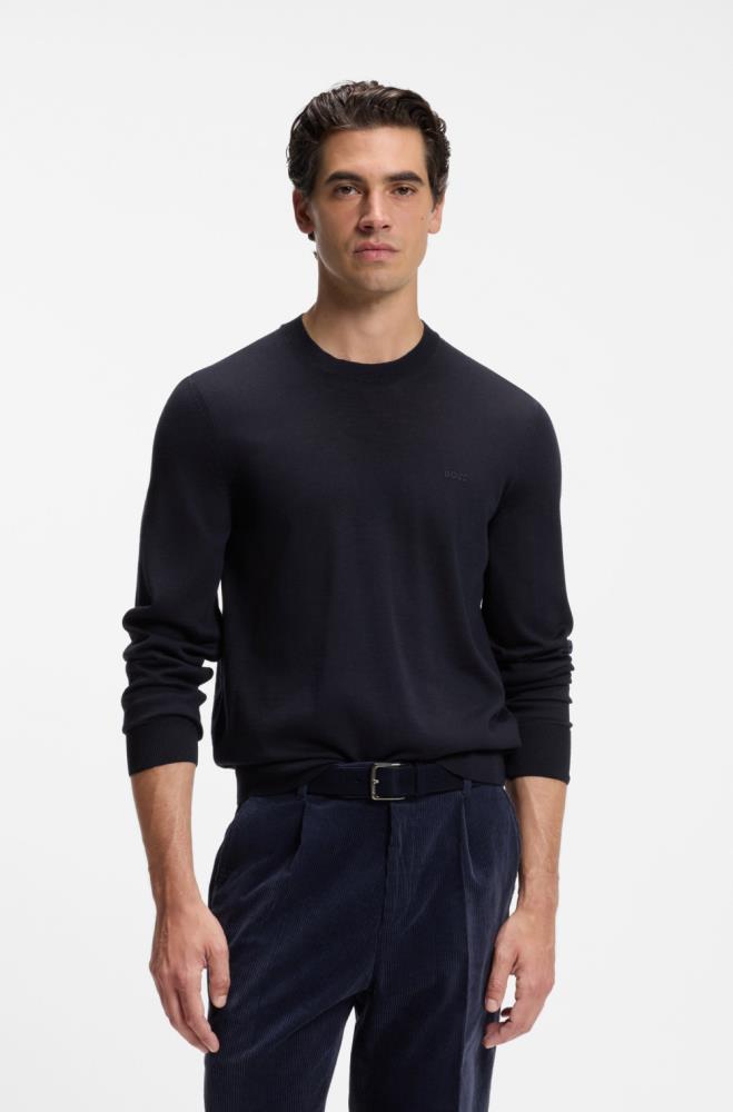 Camisola BOSS em lã virgem com logótipo bordado