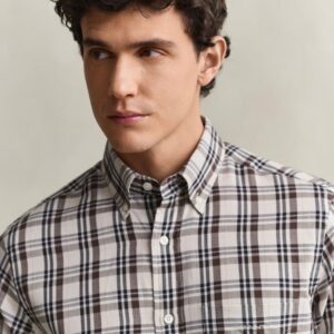 Camisa GANT de sarja com padrão de xadrez - Thumbnail Image 5