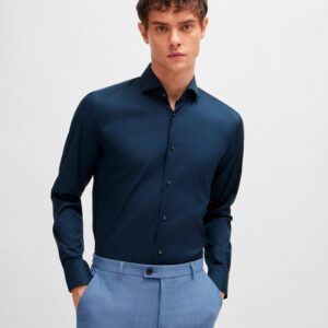 Camisa BOSS de ajuste slim em sarja elástica de alto desempe