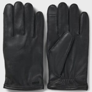 Luvas BOSS de pele compatíveis com ecrã tátil com detalhe