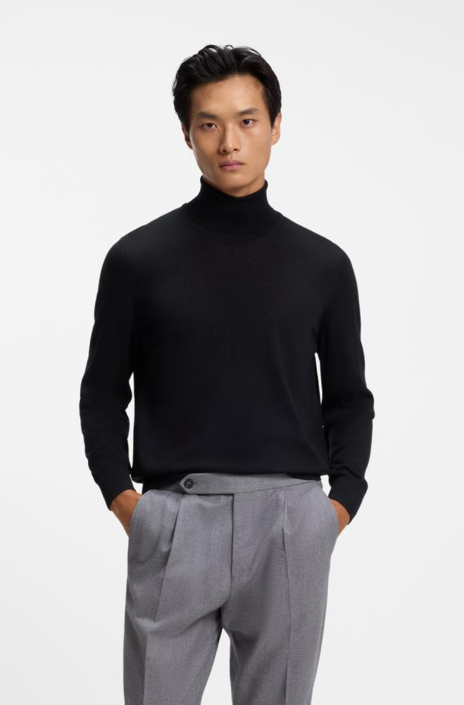 Camisola BOSS de gola alta em lã merino extra fina