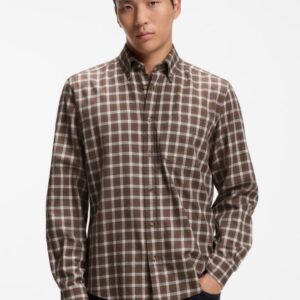 Camisa BOSS casual regular-fit em flanela de algodão axadrez